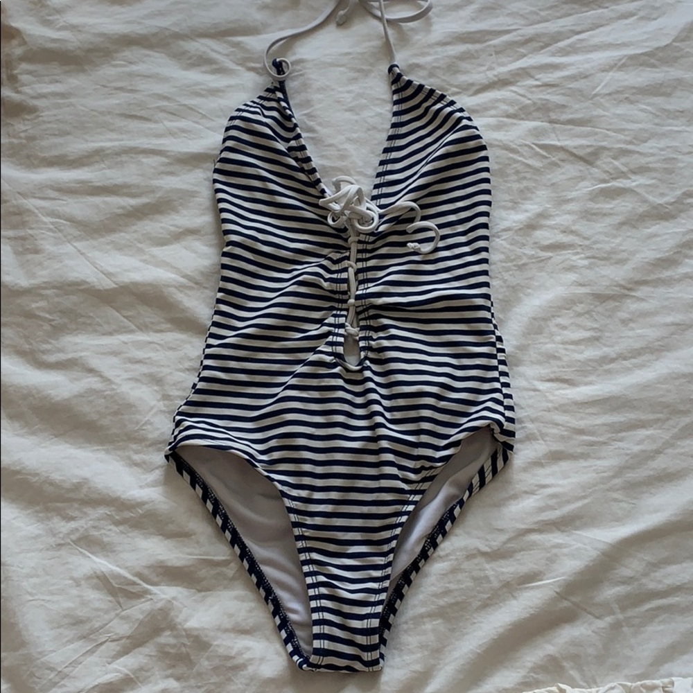 stripped one piece swimsuit